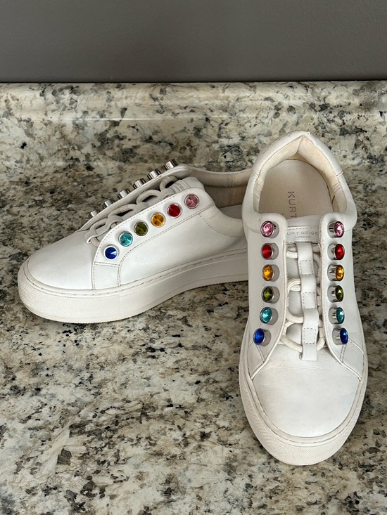 Kurt Geiger Shoes - Kurt Geiger London Liviah White Leather Rainbow Crystals Chunky Sneakers Size 37